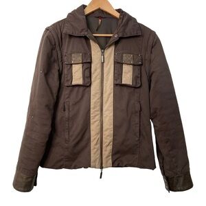 Alysi shaket cotton jacket removable long sleeves neutral tones brown beige 8